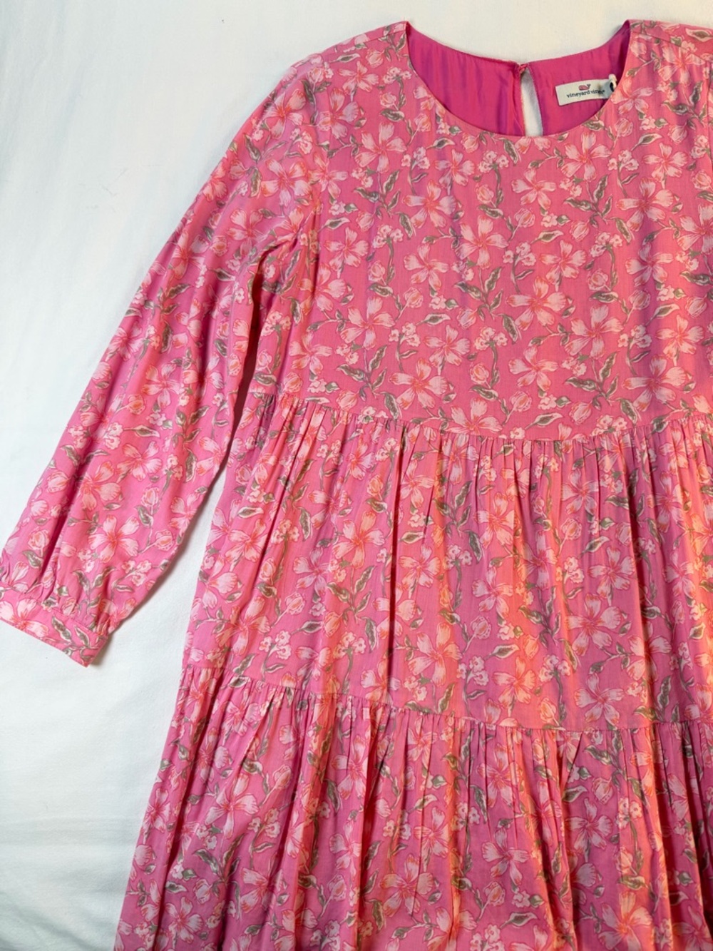 Vineyard Vines Oleander Floral Tiered Long Sleeve Dress Size Small - Picture 7 of 8